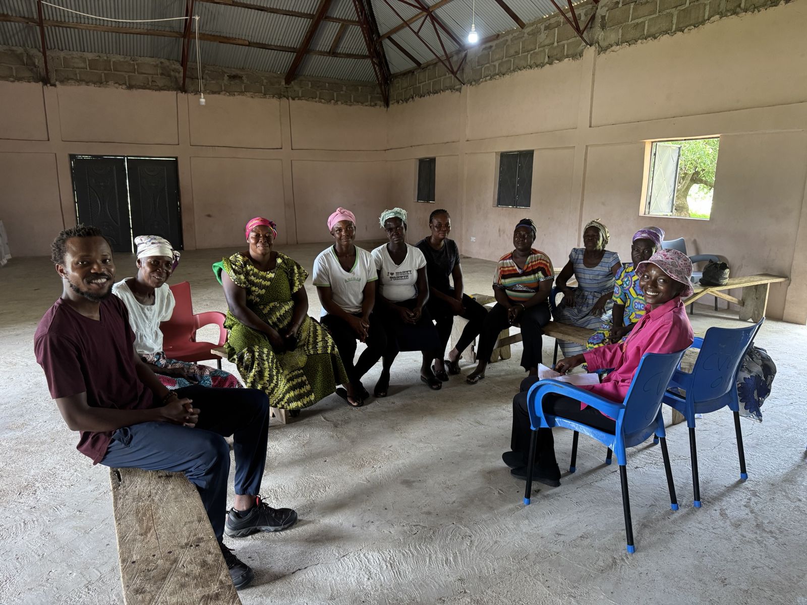 Samuel with participants in a focus group discussion in Nakong, Upper East Region, Ghana